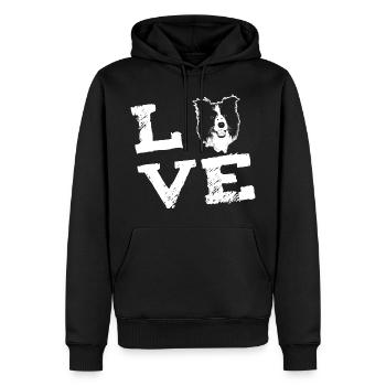 LOVE - Border Collie - Sweat à capuche Premium bio Homme - noir - Devant - Nico (187cm)