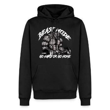 Gym Bull - Beast Mode - Sweat à capuche Premium bio Homme - noir - Devant - Nico (187cm)