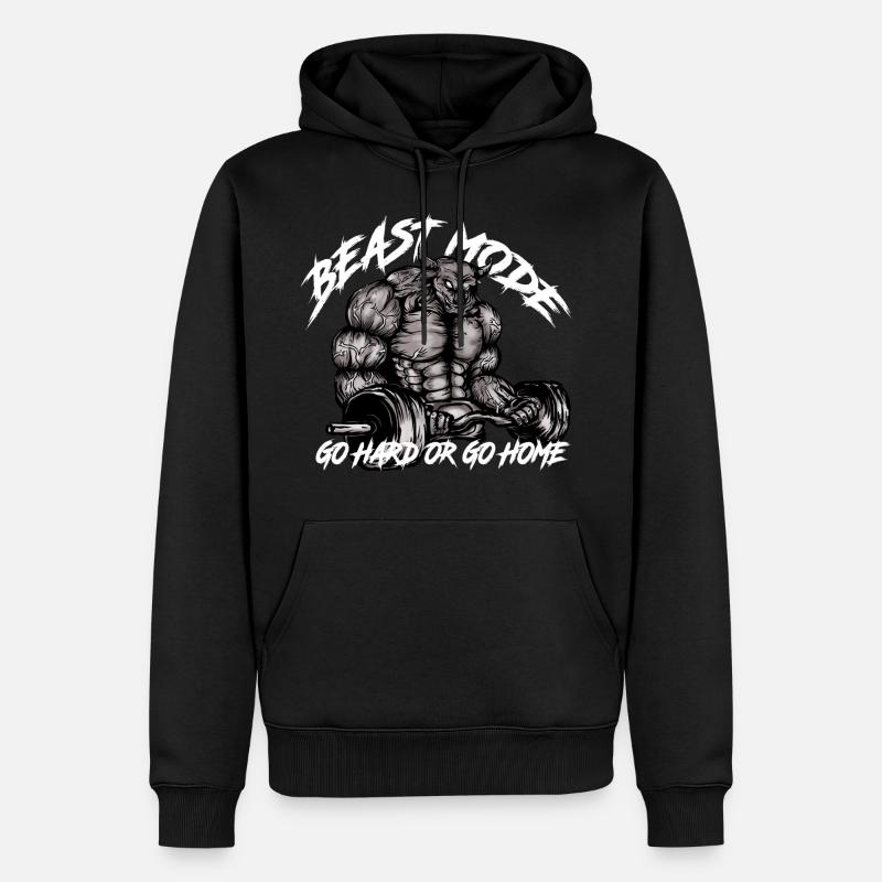 Palestra Bull - Beast Mode - Felpa con cappuccio ecologica premium da uomo - nero