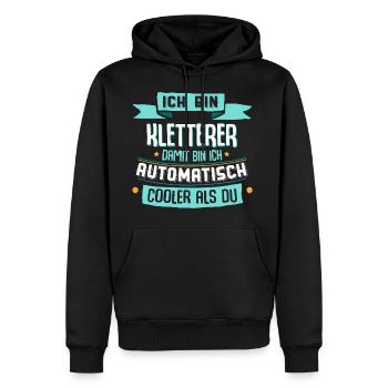 Ich bin Kletterer, damit bin ich cooler als du. - Männer Premium Bio Hoodie - Schwarz - Vorne - Nico (187cm)