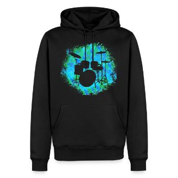 Drum instrument drummer music gift - Men’s Premium Organic Hoodie - black - Front - Nico (187cm)