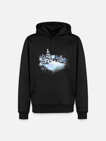 Winterzeit Winter Schnee Landschaft - Männer Premium Bio Hoodie - Schwarz