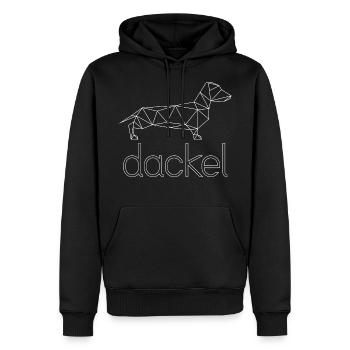 Wiener géométrique - Blanc teckel géométrique - Sweat à capuche Premium bio Homme - noir - Devant - Nico (187cm)