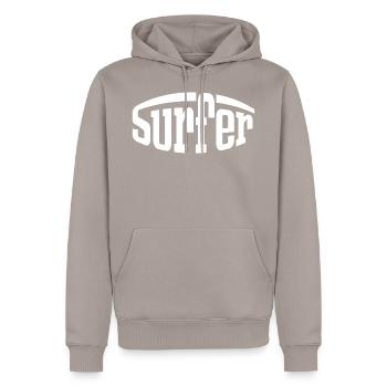 Surfer - Männer Premium Bio Hoodie - Taupe - Vorne - Nico (187cm)