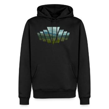 V Berge - Männer Premium Bio Hoodie - Schwarz - Vorne - Nico (187cm)