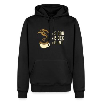 Coffee Stats Tabletop-RPG-Spiele - Männer Premium Bio Hoodie - Schwarz - Vorne - Nico (187cm)