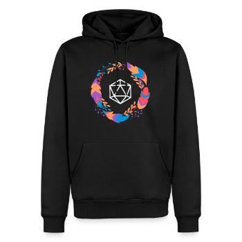 Colorful Boho D20 Dice Tabletop RPG - Men’s Premium Organic Hoodie - black - Front - Nico (187cm)