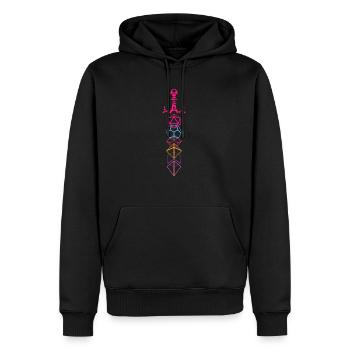 Synthwave Polyhedral D20 Dice Tabletop RPG - Men’s Premium Organic Hoodie - black - Front - Nico (187cm)