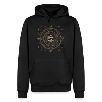 Polyhedral D20 Dice Tabletop RPG Geometry - Men’s Premium Organic Hoodie - black - Front - Nico (187cm)