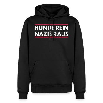 Hunde rein - Nazis raus - gegen Faschismus - Männer Premium Bio Hoodie - Schwarz - Vorne - Nico (187cm)