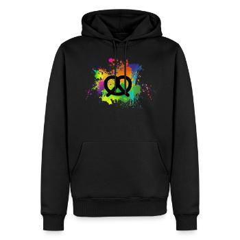 pretzel in a splash of color for Bavaria - Men’s Premium Organic Hoodie - black - Front - Nico (187cm)