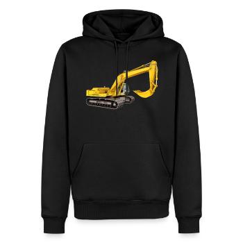 Gelber Bagger, Schaufelbagger, Industrie - Männer Premium Bio Hoodie - Schwarz - Vorne - Nico (187cm)