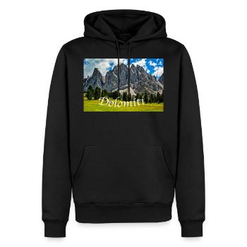 Parc naturel de Puez Geisler - Sweat à capuche Premium bio Homme - noir - Devant - Nico (187cm)