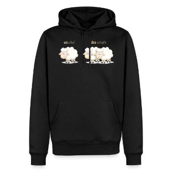Fotografie Schaf unschaf lustiger Spruch - Männer Premium Bio Hoodie - Schwarz - Vorne - Nico (187cm)