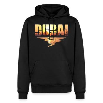 Dubai Skyline T-Shirt Sonnenuntergang Burj Khalifa - Männer Premium Bio Hoodie - Schwarz - Vorne - Nico (187cm)