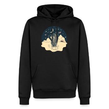 Nature, Sun, Moon, Stars, Sky, Water, Planet - Men’s Premium Organic Hoodie - black - Front - Nico (187cm)