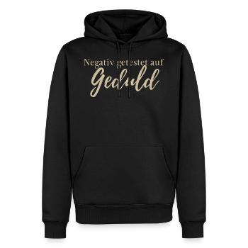 Testé négativement sur la patience, la vaccination, Drôle, Texte - Sweat à capuche Premium bio Homme - noir - Devant - Nico (187cm)