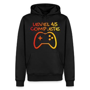 45. Geburtstag Level 45 Complete - Männer Premium Bio Hoodie - Schwarz - Vorne - Nico (187cm)