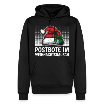 POSTBOTE IM WEIHNACHTSRAUSCH Lustiges - Männer Premium Bio Hoodie - Schwarz - Vorne - Nico (187cm)