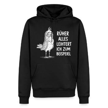früher war Alles Leichter ich zum Beispiel lustige - Männer Premium Bio Hoodie - Schwarz - Vorne - Nico (187cm)