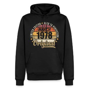 48. Anniversaire 48 Années Série Limitée Mars 1978 - Sweat à capuche Premium bio Homme - noir - Devant - Nico (187cm)
