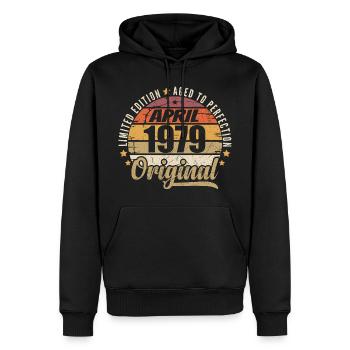 Cadeau D'anniversaire Avril 1979 - Sweat à capuche Premium bio Homme - noir - Devant - Nico (187cm)