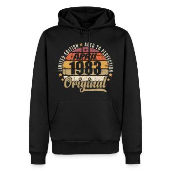 Cadeau D'anniversaire Avril 1983 - Sweat à capuche Premium bio Homme - noir - Devant - Nico (187cm)