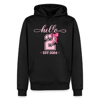 Hello 2 Est 2024 Pink Bow Design - Men’s Premium Organic Hoodie - black - Front - Nico (187cm)