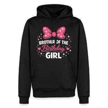 Design Anniversaire Fille - Nœud Rose Magique et É - Sweat à capuche Premium bio Homme - noir - Devant - Nico (187cm)