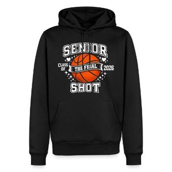 Senior 2026 Basketball – Die Abschlussfeier des letzten Wurfs - Männer Premium Bio Hoodie - Schwarz - Vorne - Nico (187cm)