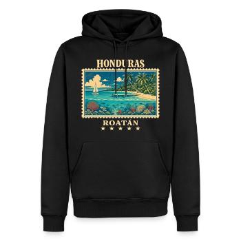 Honduras Roatán Vintage Reisemarke - Männer Premium Bio Hoodie - Schwarz - Vorne - Nico (187cm)