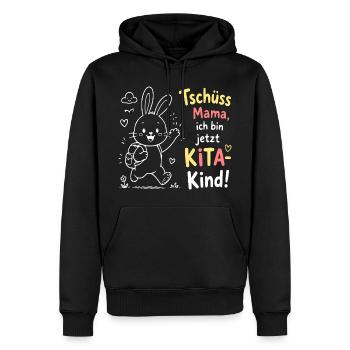 Kita Kind Bunny Abschied Motiv - Männer Premium Bio Hoodie - Schwarz - Vorne - Nico (187cm)