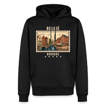 Belgien Brugge Vintage Reisemarke - Männer Premium Bio Hoodie - Schwarz - Vorne - Nico (187cm)