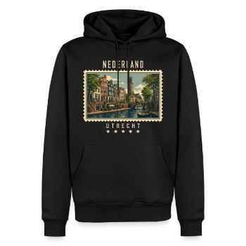 Niederlande Utrecht Vintage Reisemarke - Männer Premium Bio Hoodie - Schwarz - Vorne - Nico (187cm)