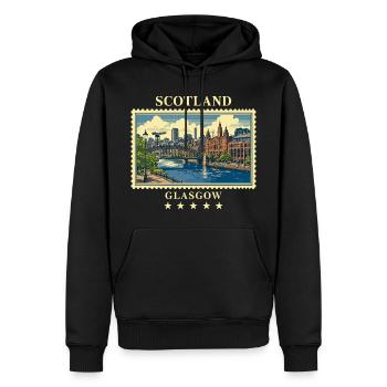 Schottland_Glasgow_Vintage_Reisemarke - Männer Premium Bio Hoodie - Schwarz - Vorne - Nico (187cm)