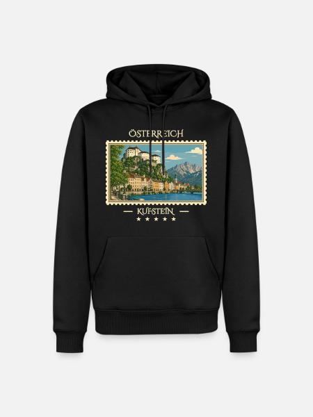 Österreich Kufstein Vintage Reisemarke - Männer Premium Bio Hoodie - Schwarz