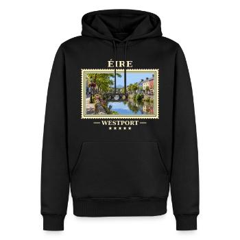 Irland Westport Vintage Reisemarke - Männer Premium Bio Hoodie - Schwarz - Vorne - Nico (187cm)