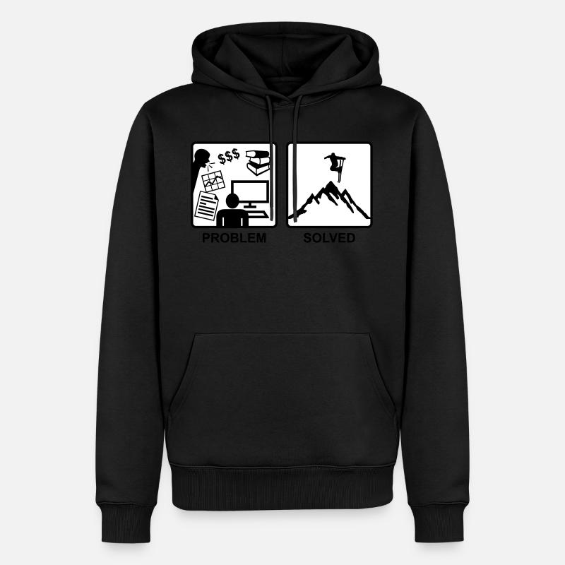 Problem Solved - Skiing - Sweat à capuche Premium bio Homme - noir