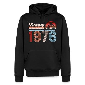 Vintage 1976 Palmen Retro Geburtstag - Männer Premium Bio Hoodie - Schwarz - Vorne - Nico (187cm)