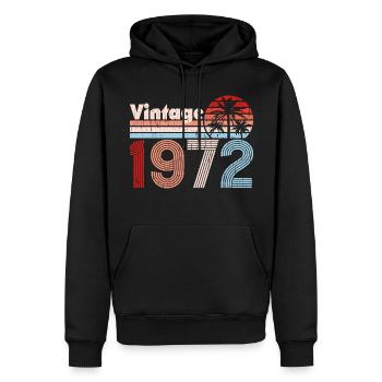 Millésime 1972 Palmiers Rétro Anniversaire - Sweat à capuche Premium bio Homme - noir - Devant - Nico (187cm)