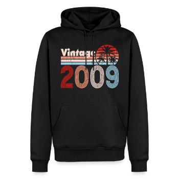 Vintage 2009 Palmen Retro Geburtstag - Männer Premium Bio Hoodie - Schwarz - Vorne - Nico (187cm)