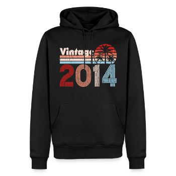 Millésime 2014 Palmiers Rétro Anniversaire - Sweat à capuche Premium bio Homme - noir - Devant - Nico (187cm)