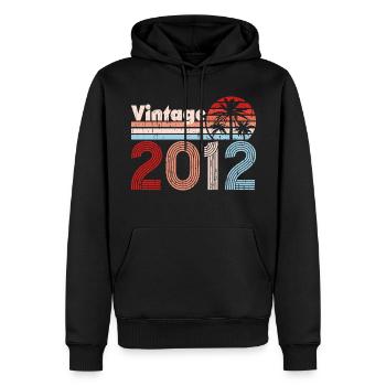 Vintage 2012 Palmen Retro Geburtstag - Männer Premium Bio Hoodie - Schwarz - Vorne - Nico (187cm)