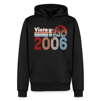 Millésime 2006 Palmiers Rétro Anniversaire - Sweat à capuche Premium bio Homme - noir - Devant - Nico (187cm)