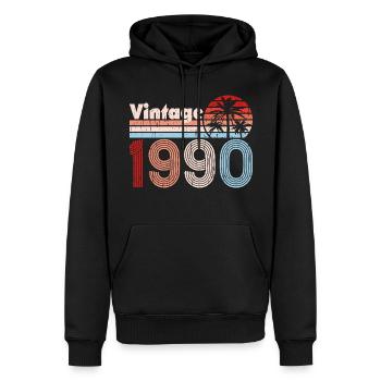 Vintage 1990 Palmen Retro Geburtstag - Männer Premium Bio Hoodie - Schwarz - Vorne - Nico (187cm)