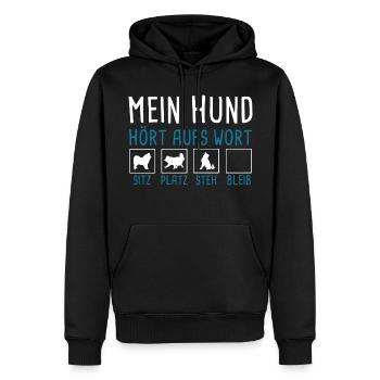 Mein Hund hört aufs Wort Hundetrainer Hundeschule - Männer Premium Bio Hoodie - Schwarz - Vorne - Nico (187cm)