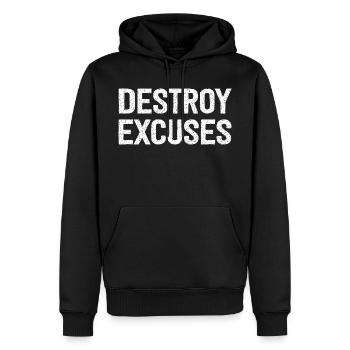 Détruire les excuses - Sweat à capuche Premium bio Homme - noir - Devant - Nico (187cm)