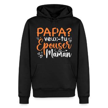 Daddy Do You Want To Marry Mom - Marriage Proposal - Men’s Premium Organic Hoodie - black - Front - Nico (187cm)