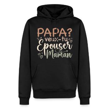 Daddy Do You Want To Marry Mom - Marriage Proposal - Men’s Premium Organic Hoodie - black - Front - Nico (187cm)