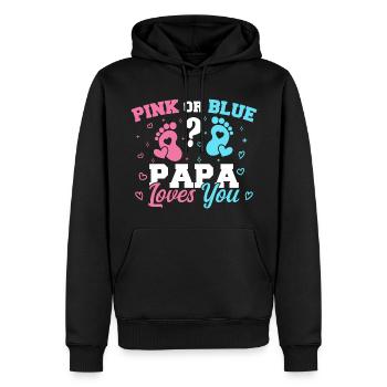 Pink Or Blue Papa Loves You - Gender reveal Papa - Men’s Premium Organic Hoodie - black - Front - Nico (187cm)